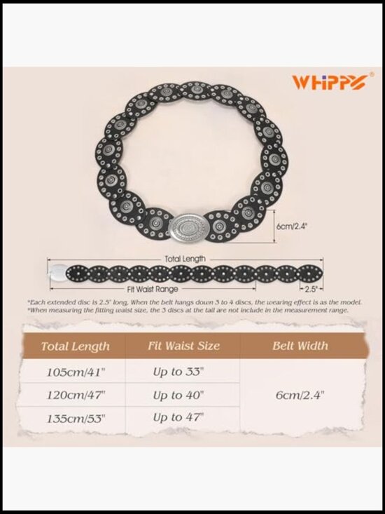 Western Disc Concho Belt Adjustable Wide Boho Vintage Festival Style